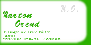 marton orend business card